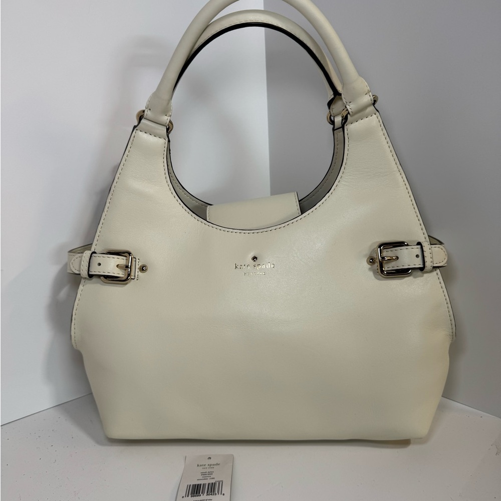 Kate Spade Small Dylan Vanstom Cream Shoulder Bag with Curved Handles